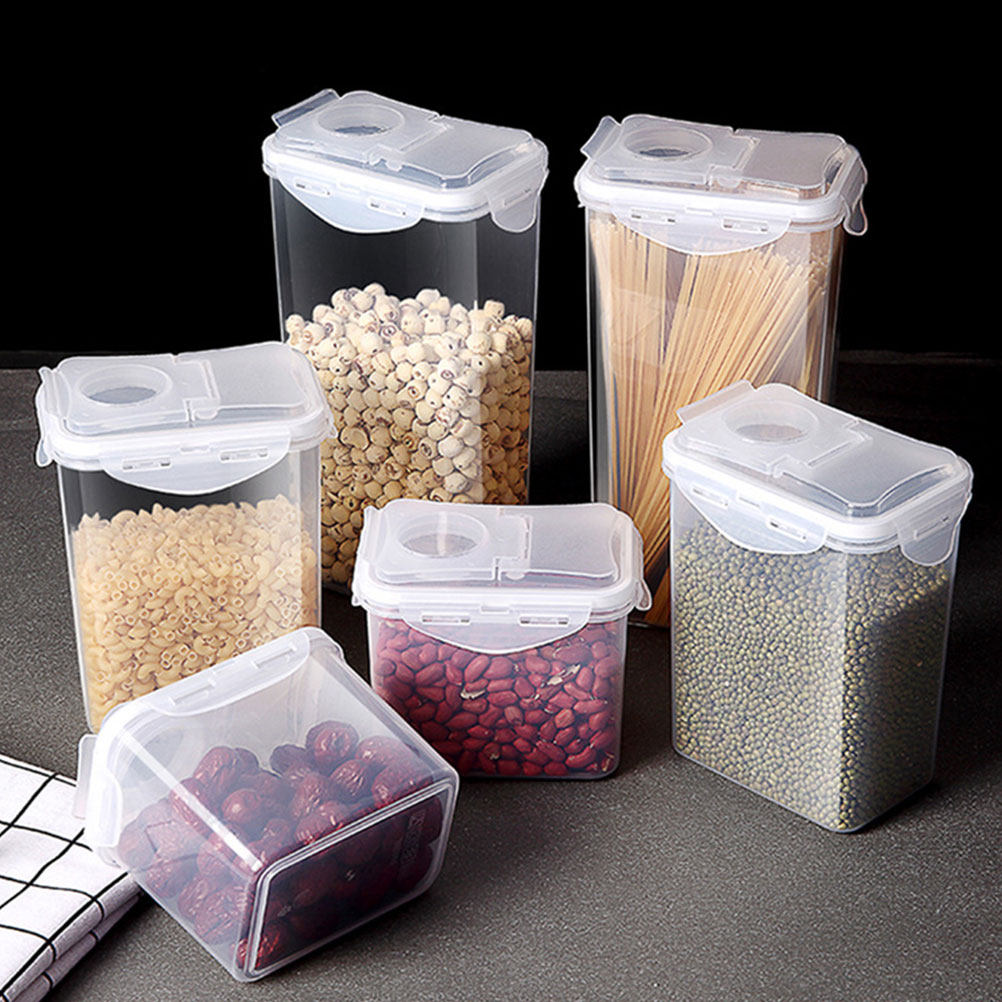 Dried Fruit - 2個入り収納ジャーのセット。密閉性の高い透明プラスチック製容器で、穀物、ドライフルーツ、ナッツなどを収納・整理するのに最適。