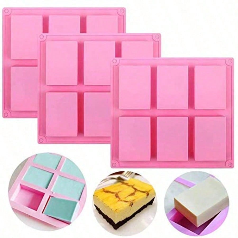 Cookies Pack - 1-2パック6個入りDIYシリコンモールド、ピンクの手作り石鹸、ケーキ、クッキー、チョコレート、アイスキューブ用ベーキングモールド、ケーキ型