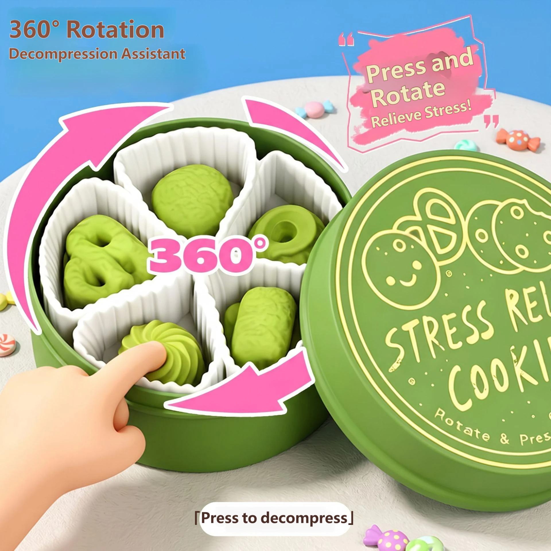 指で押すボタンでストレスを解消できる、卵型トレイ、蒸しパン、 - Cookies Pack のレビューと価格