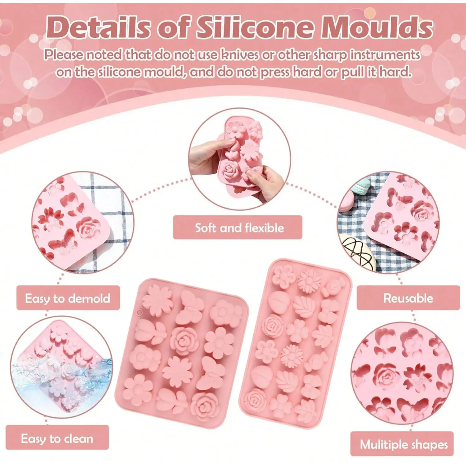 1～2個入り、花柄のチョコレートグミ型、シリコン製、繰り返し - Gummy Candy のレビューと価格
